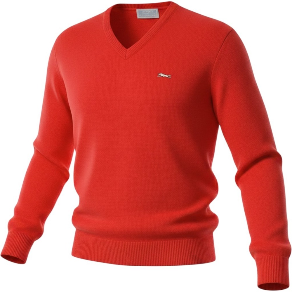 Le‎ Tigre V-Neck Sweater Mens XL Red Excellent Vintage Orlon Acrylic USA Made